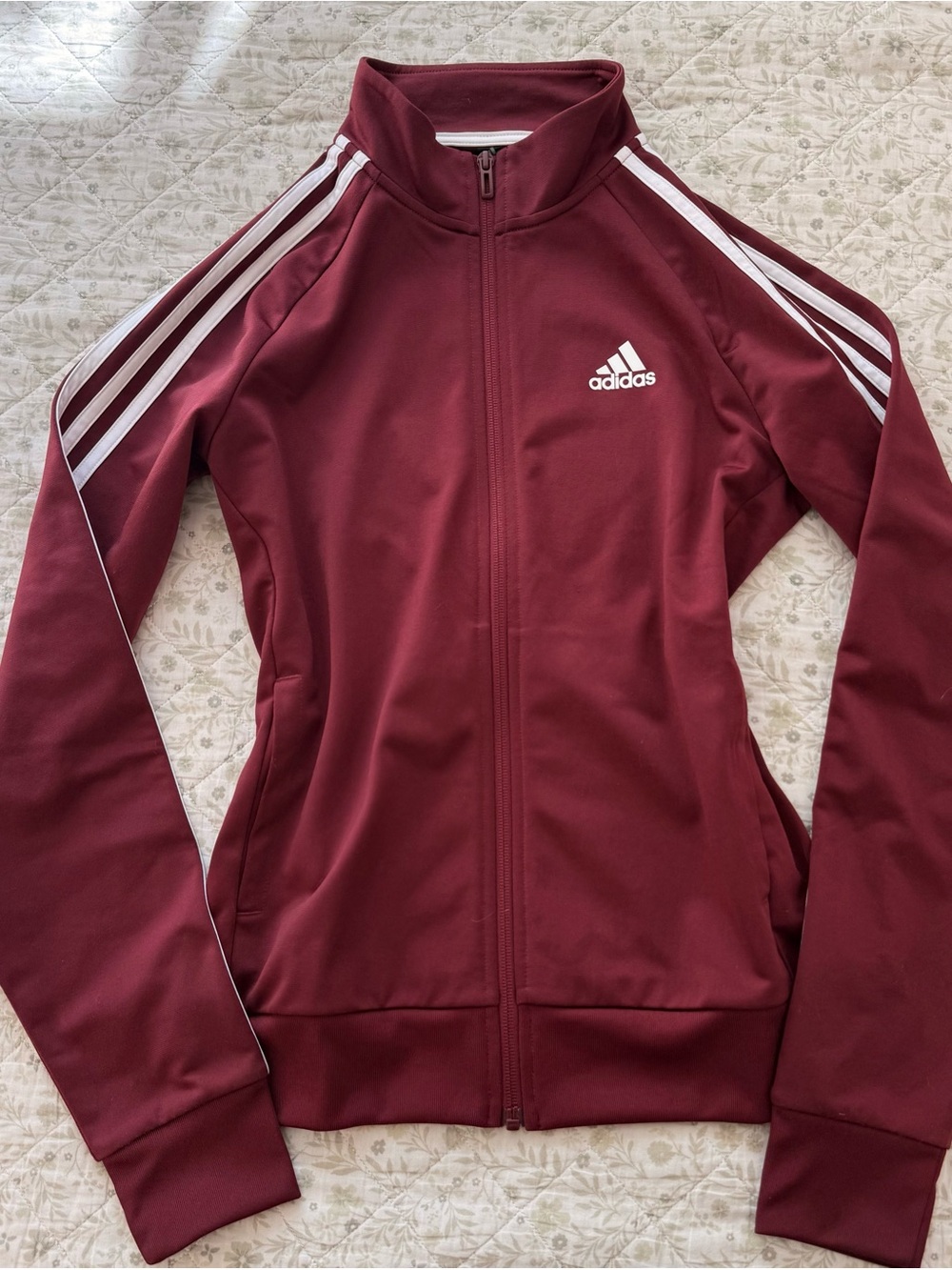 Adidas classic maroon full-zip track jacket